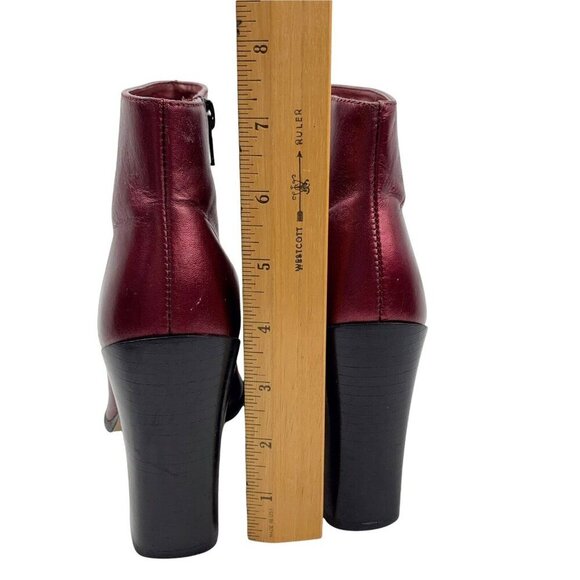 Vintage BAKERS Leather Metallic Maroon Red high Ladies Ankle Boots Size 5.5B 90s - Picture 5 of 9
